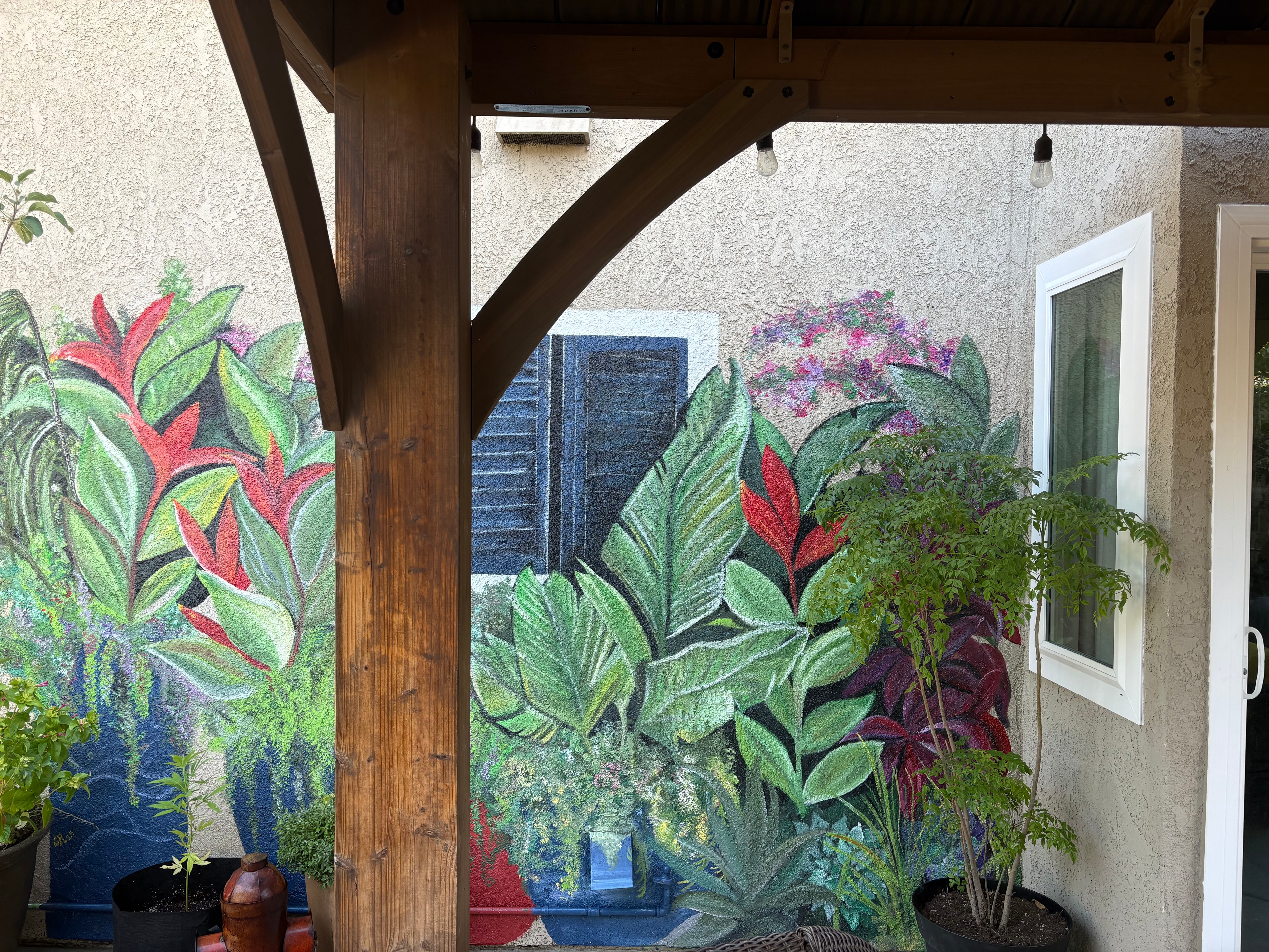 Tropical botanical mural by Shannon Paints